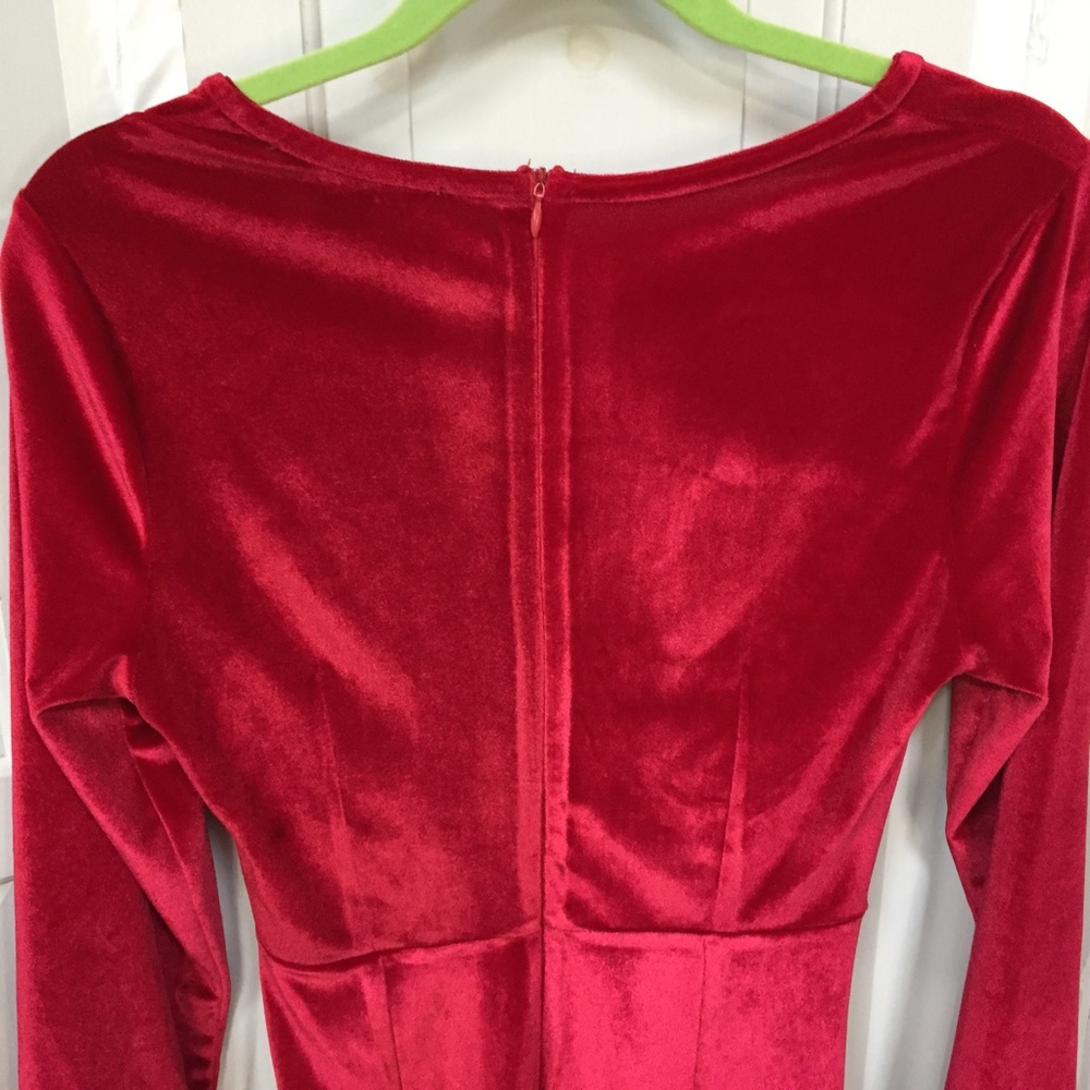 SBetro Red Velvet Dress w/ Ruched Sides - Picture 15 of 16